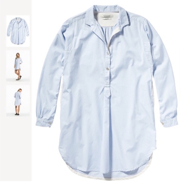 MAISON SCOTCH  - 100% cotton BLUE MINI SHIRTDRESS - SIZE 1 - Picture 3 of 8